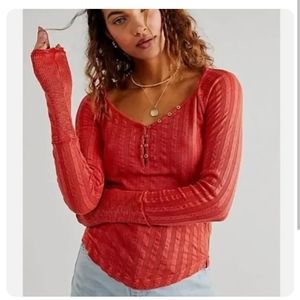 Free People Wild Hearts Henley In Persimmon